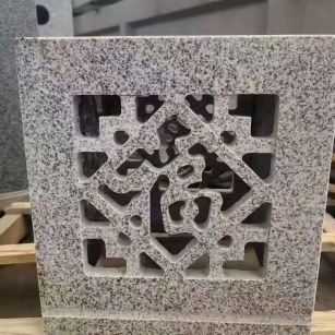 黑龙江 芝麻白花岗岩镂空雕花灯笼